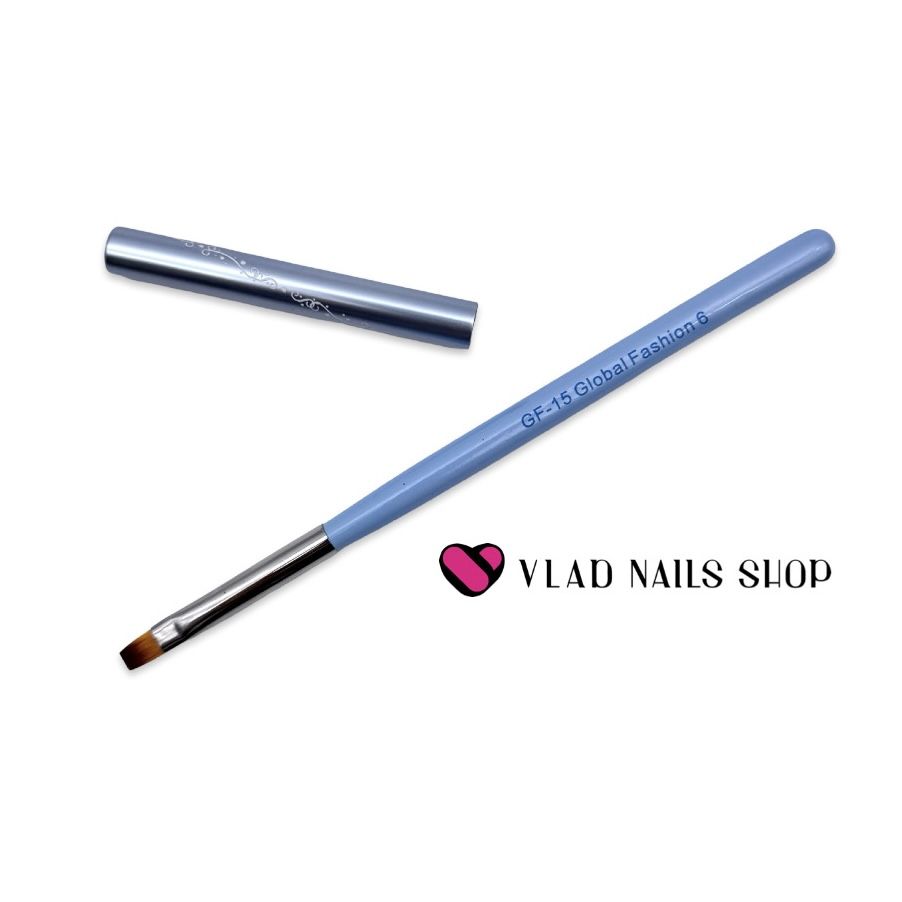 Кисть для геля  плоская GLOBAL FASHION 15 №6     