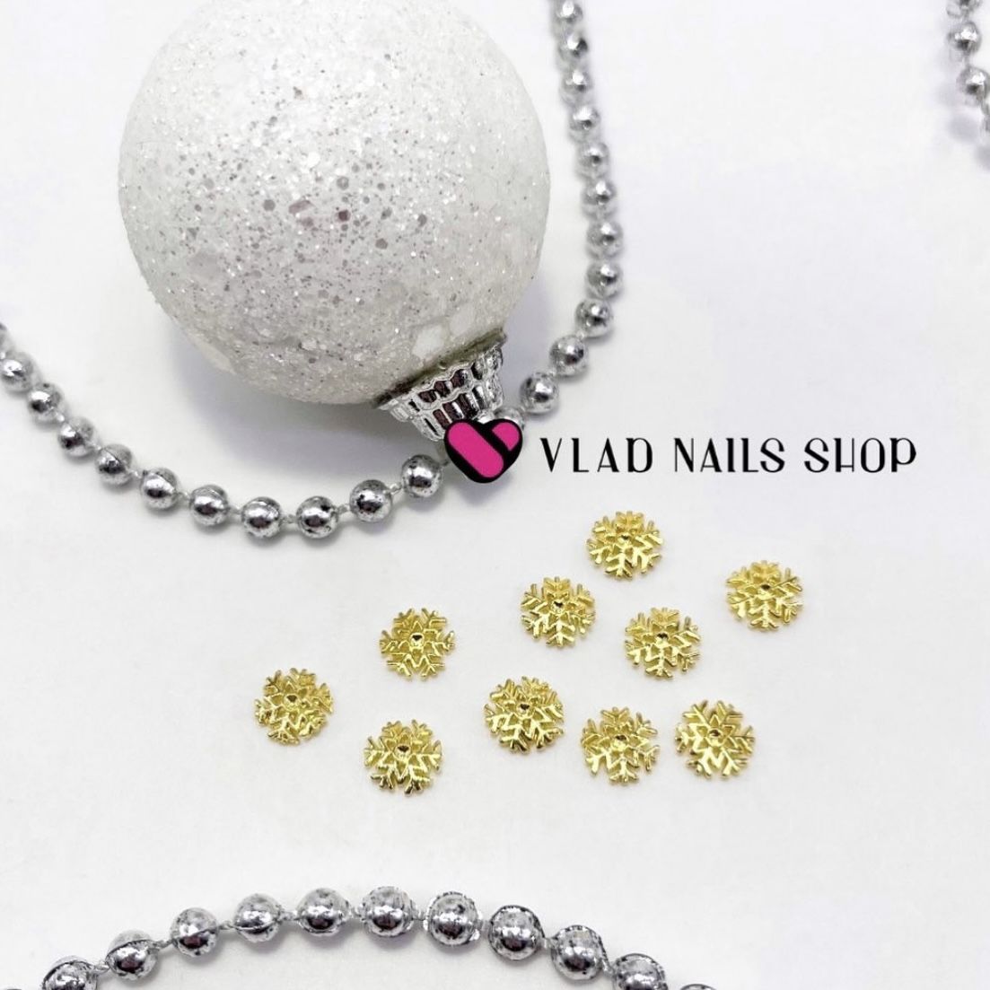 Объёмный дизайн CRAZY SHINE NAILS Золотая снежинка тип2 7мм 10шт №7294 