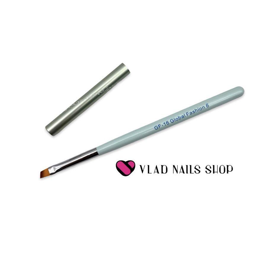 Кисть для геля скошеная  GLOBAL FASHION 16  №6     