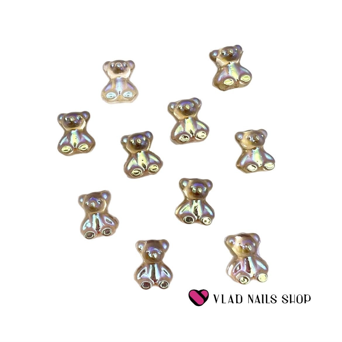 Объёмный дизайн CRAZY SHINE NAILS Мишки оранжевые 8*10мм 10шт №7216
