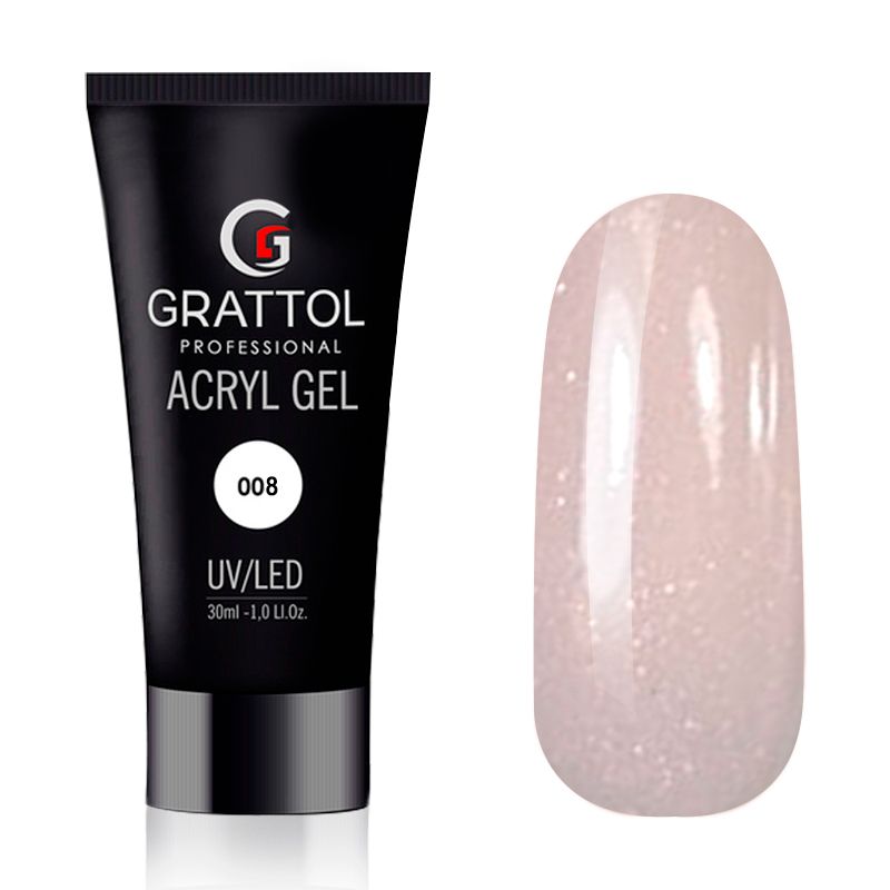 Акриловый гель   GRATTOL  Acryl Gel  008 с глиттером   30ml